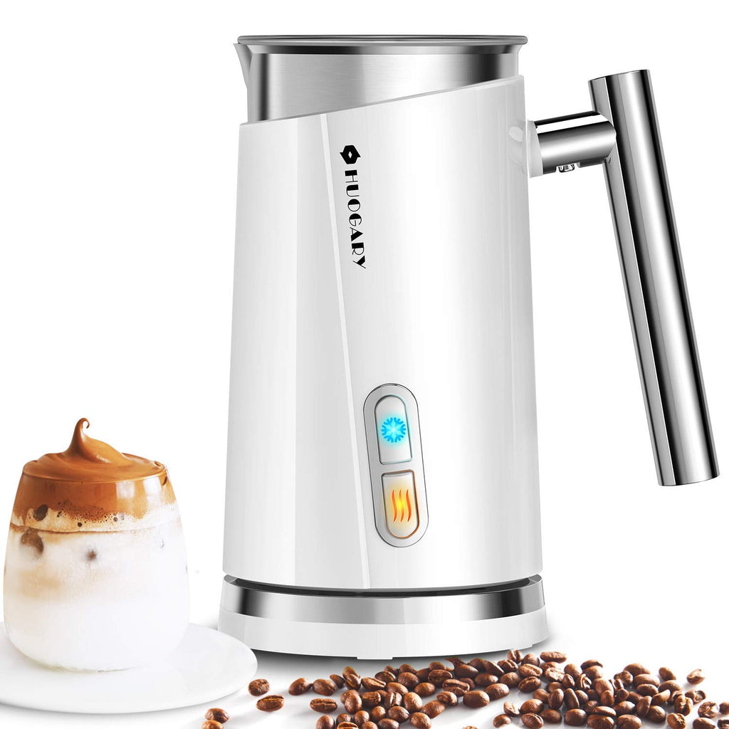 Huogary Milk Frother Milk Steamer for Milk Foam & Hot Milk(4.5oz/10.5oz) Electric Milk Frother and Warmer for Homemade Coffee 120V (white)