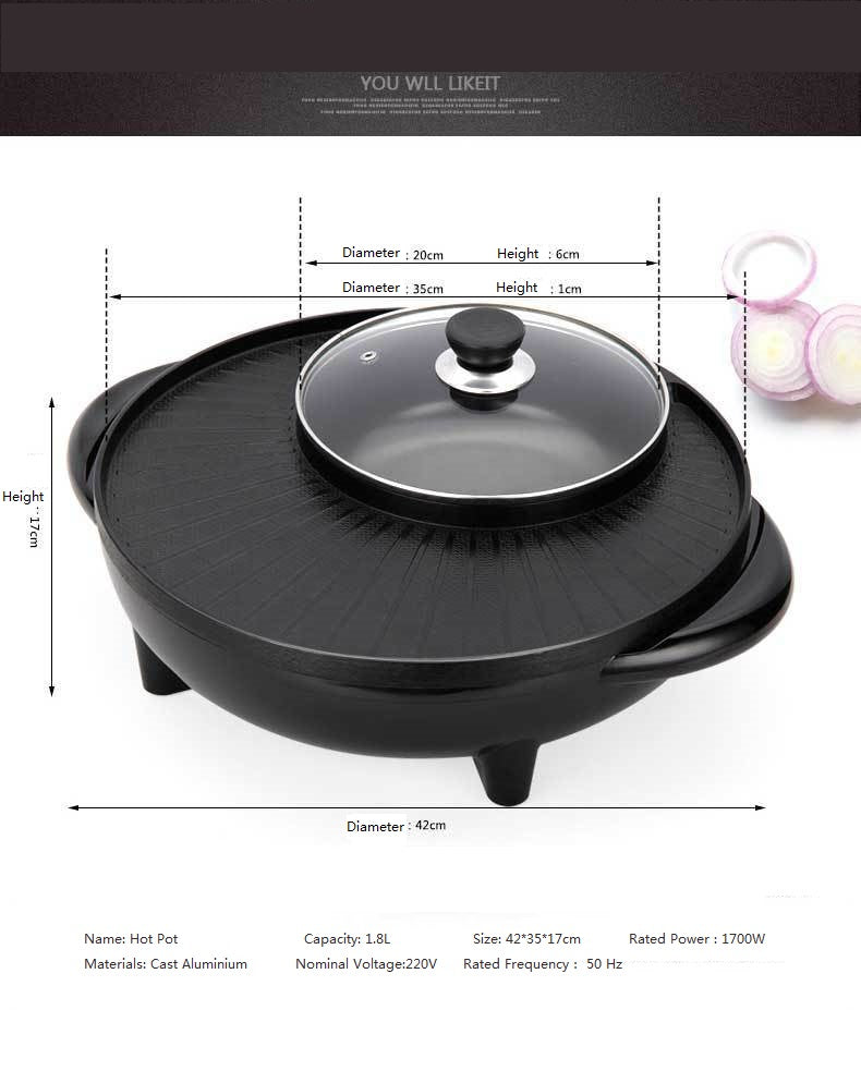 Korean Electric Hot Pot, Multifunctional Grill Pan